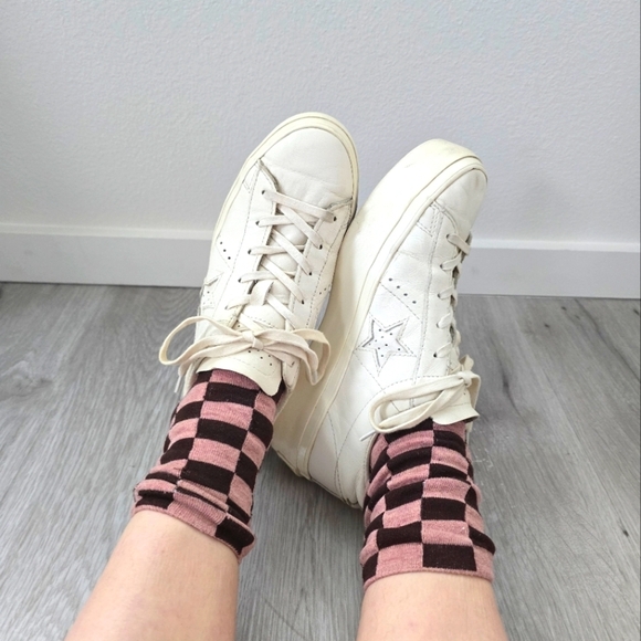 Converse Shoes - Converse | One Star cream monochrome leather platform sneakers | WMS 7.5